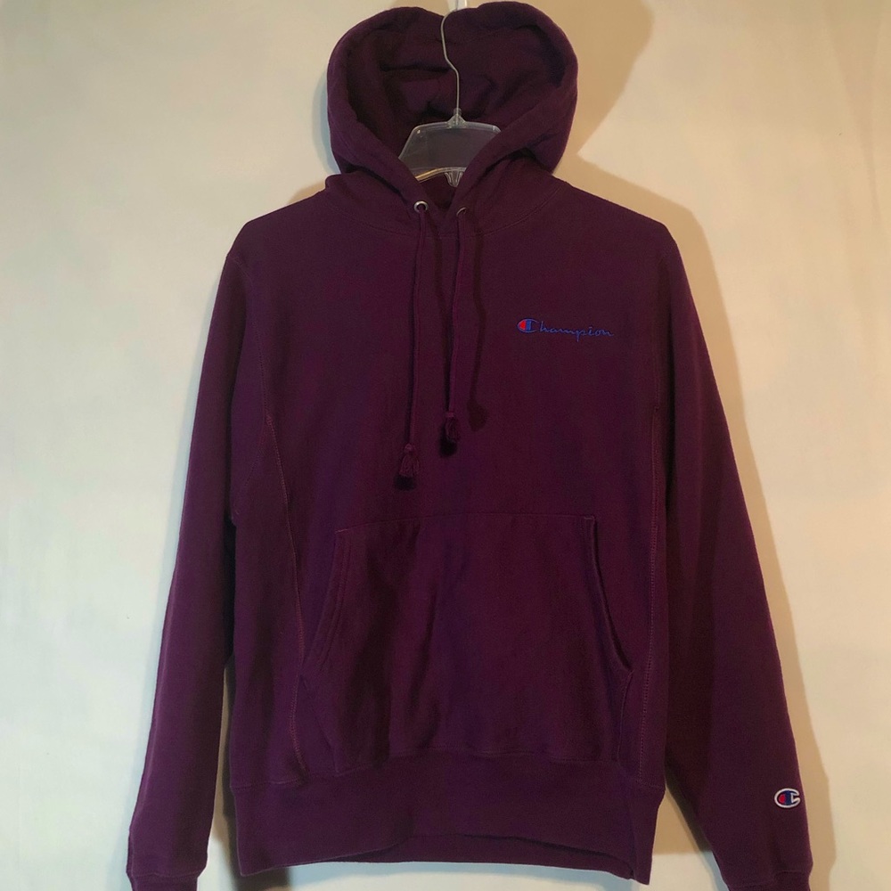 Purple Champion Reverse Weave Hoodie Mens S